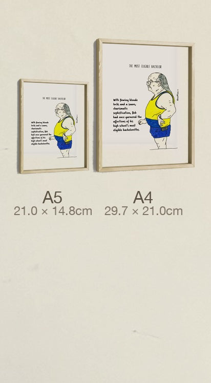 The Most Eligible Bachelor, both sizes, true relative scale
