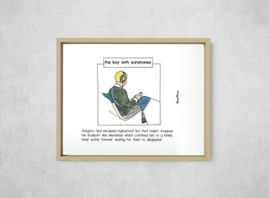The Boy with Earphones, Full Print style, large format