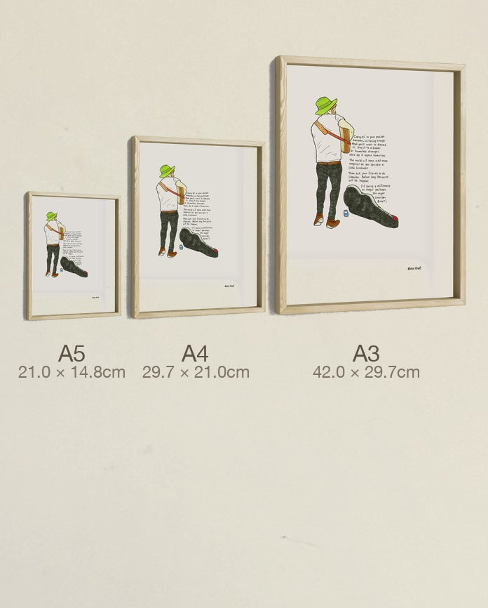 The Busker's Dollar, three sizes, true relative scale