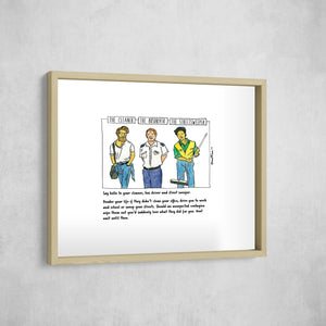 The Cleaner, The Bus Driver & The Street Sweeper, Gallery Border style, large format