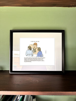 The Curse That Saved Greg in a real frame, on the wall