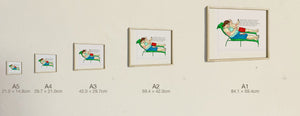 The Fortuitous Treasure Hunters, all five sizes, true relative scale