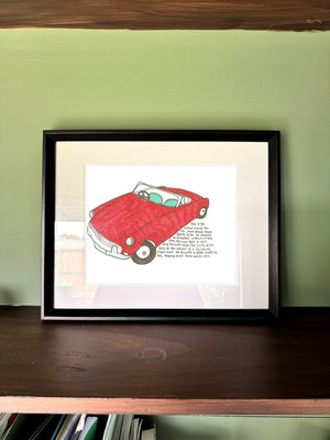 Jesse Reese and the Shrinking Experiment in a real frame, on the wall