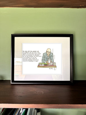 The Man with the Opulent Suit in a real frame, on the wall