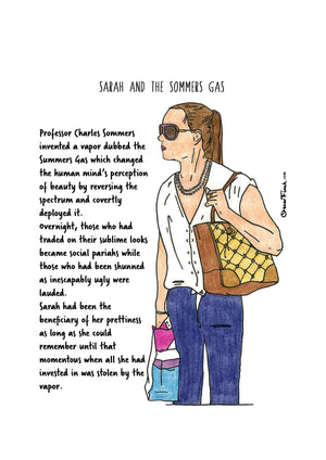 Sarah and the Sommers Gas artwork on its own, unframed
