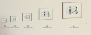 The Strange Keyboard, all five sizes, true relative scale