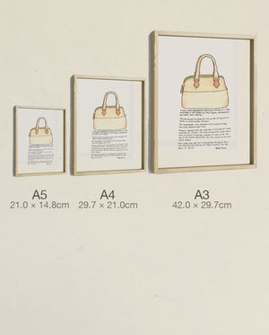The Curiosity Bag, all three sizes, true relative scale