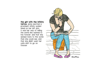 The Girl with the Infinity Tattoo artwork on its own, unframed
