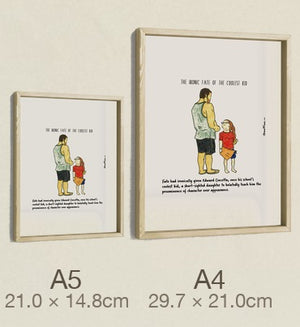 The Ironic Fate of the Coolest Kid, both sizes, true relative scale
