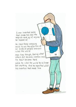 The Man Who Invented Socks artwork on its own, unframed