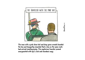The Traveller with the Pink Hat artwork on its own, unframed