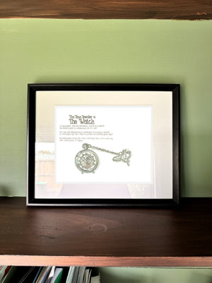 The Time Traveller & The Watch in a real frame, on the wall