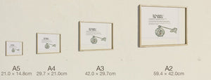 The Time Traveller & The Watch, four sizes, true relative scale
