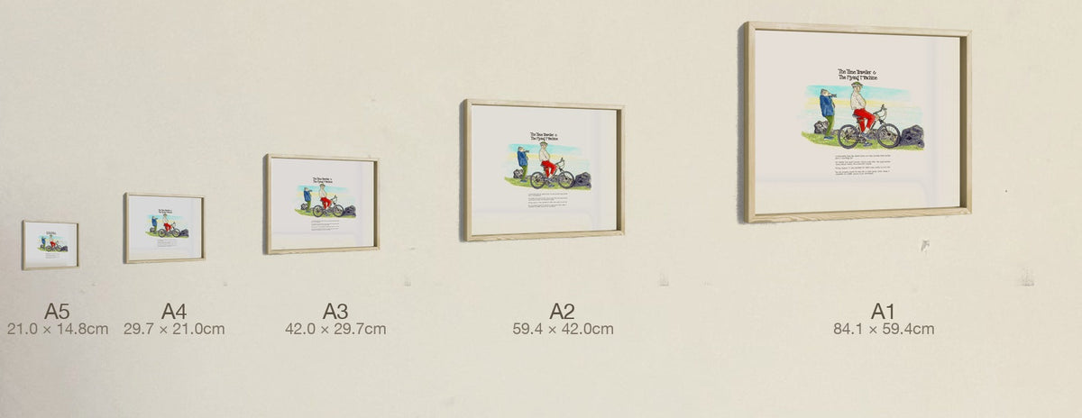 The Time Traveller & The Flying Machine, all five sizes, true relative scale