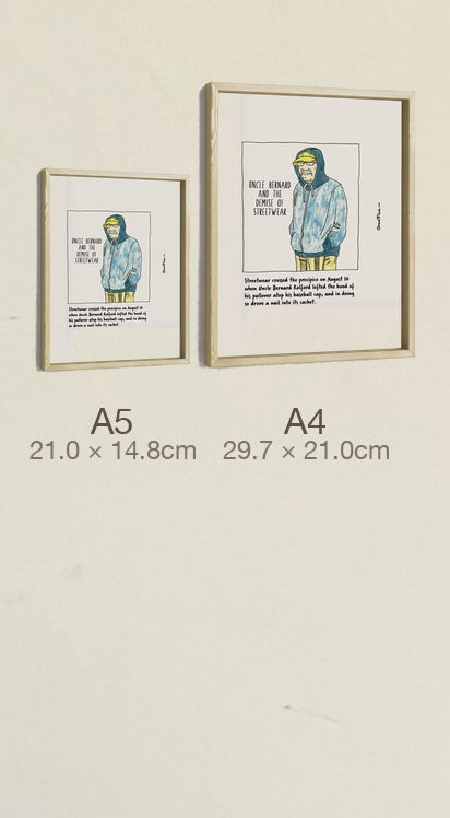 Uncle Bernard and the Demise of Streetwear, both sizes, true relative scale
