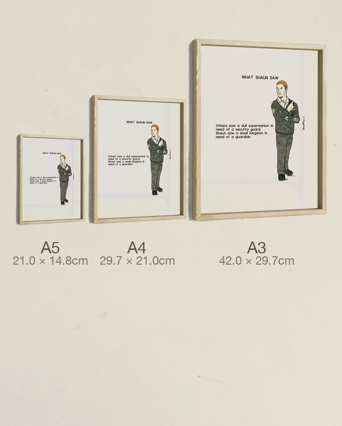 What Shaun Saw, three sizes, true relative scale