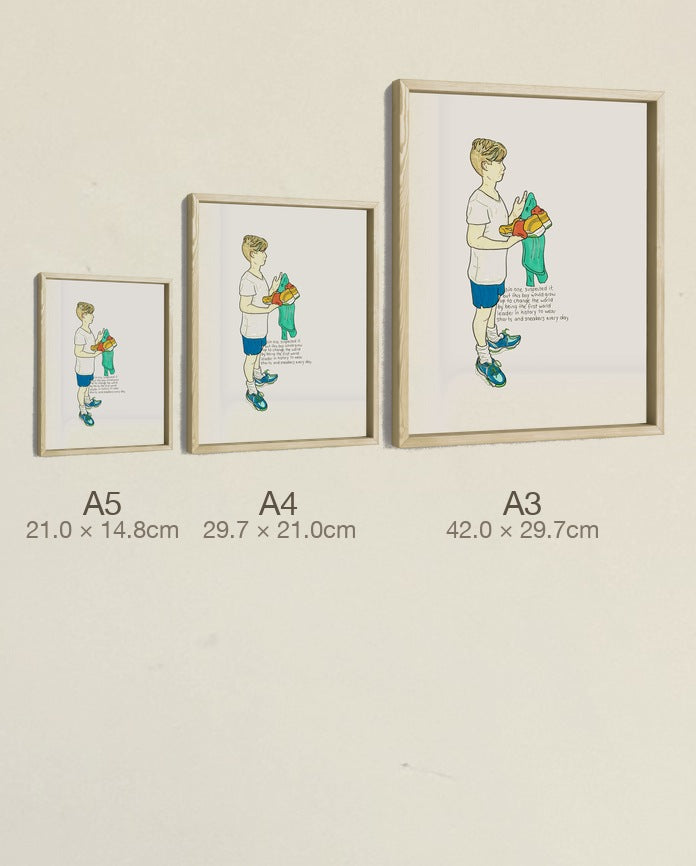 The First World Leader in Sneakers, three sizes, true relative scale