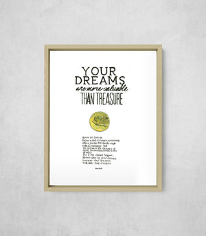 Your Dreams Are More Valuable Than Treasure, Wide Border style, large format — White Background