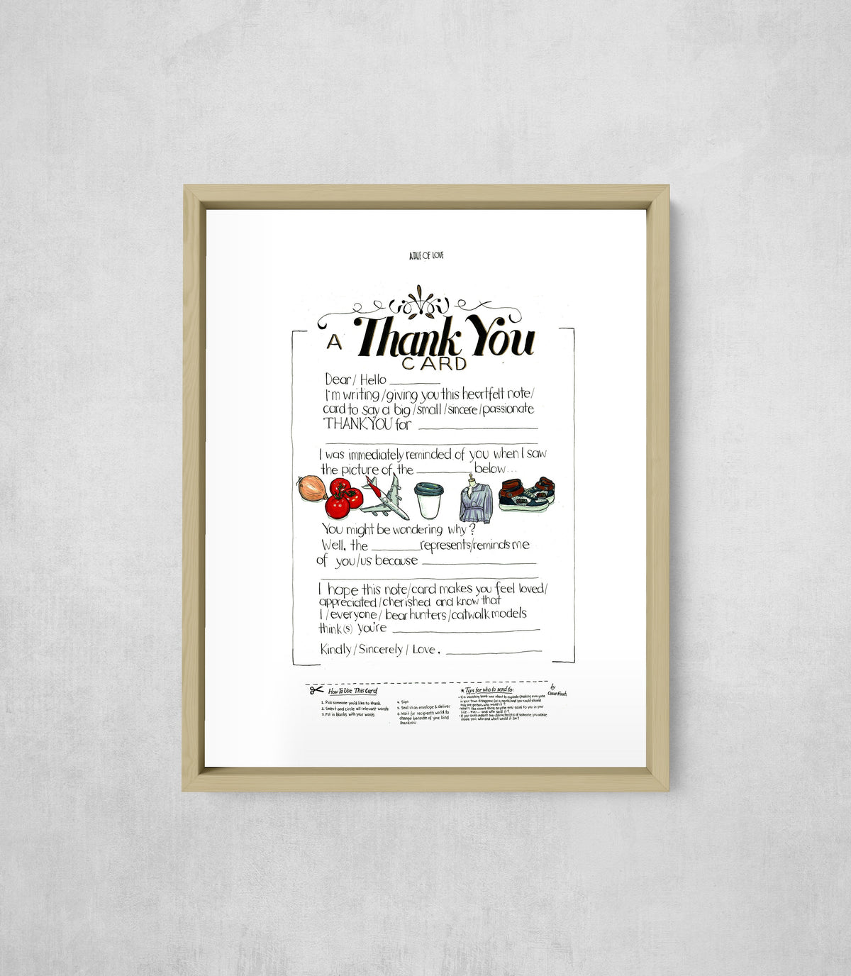 A Thank You Card, framed, front on