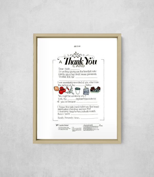 A Thank You Card, framed, front on
