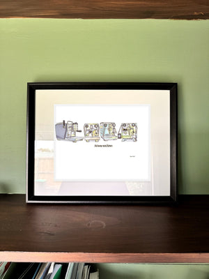 Alchemy Machines in a real frame, on the wall
