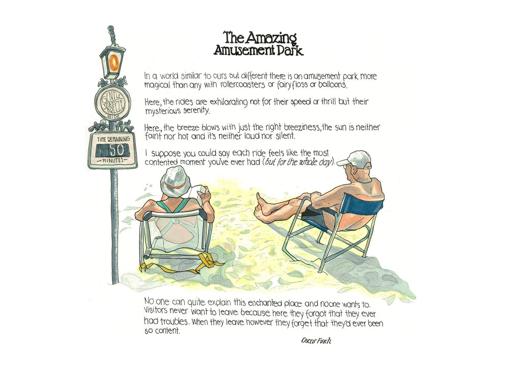 The Amazing Amusement Park artwork on its own, unframed