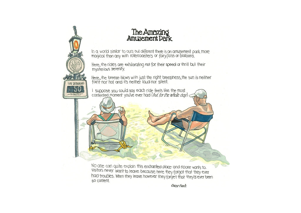 The Amazing Amusement Park artwork on its own, unframed