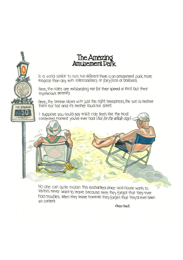 The Amazing Amusement Park artwork on its own, unframed
