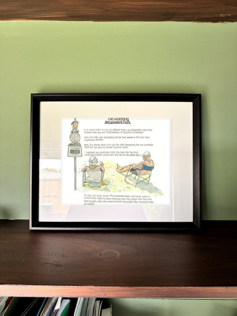 The Amazing Amusement Park in a real frame, on the wall