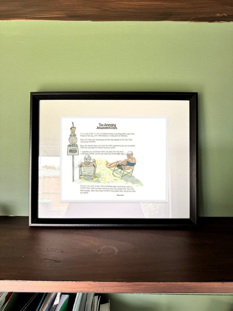 The Amazing Amusement Park in a real frame, on the wall