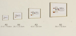 The Magical Espresso Maker, all four sizes, true relative scale