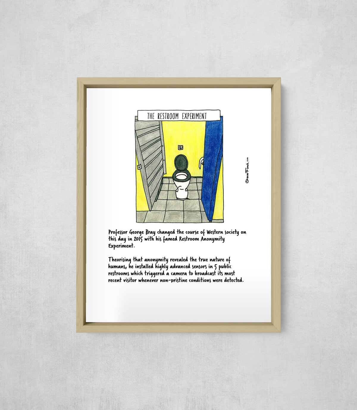The Restroom Experiment, framed, front on