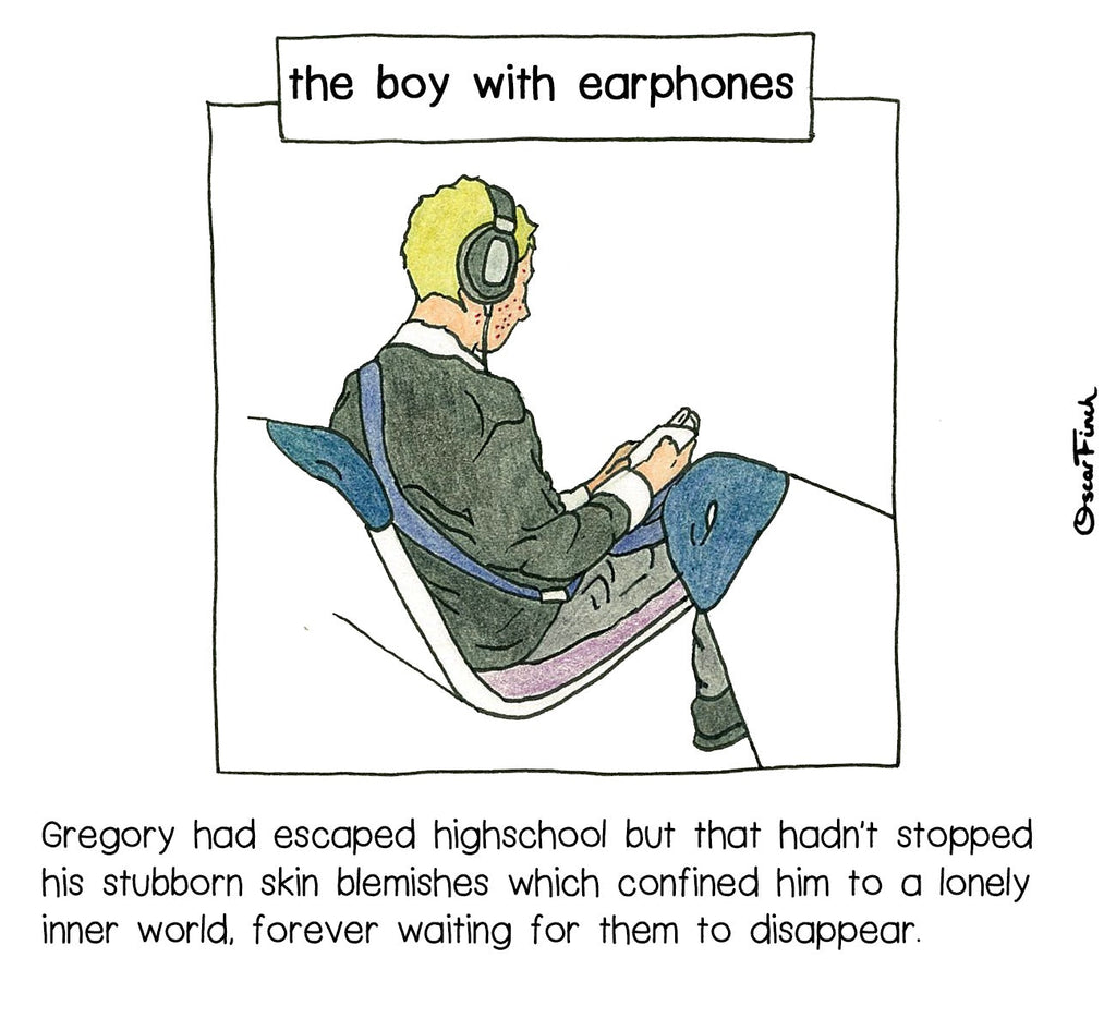 The Boy with Earphones artwork on its own, unframed