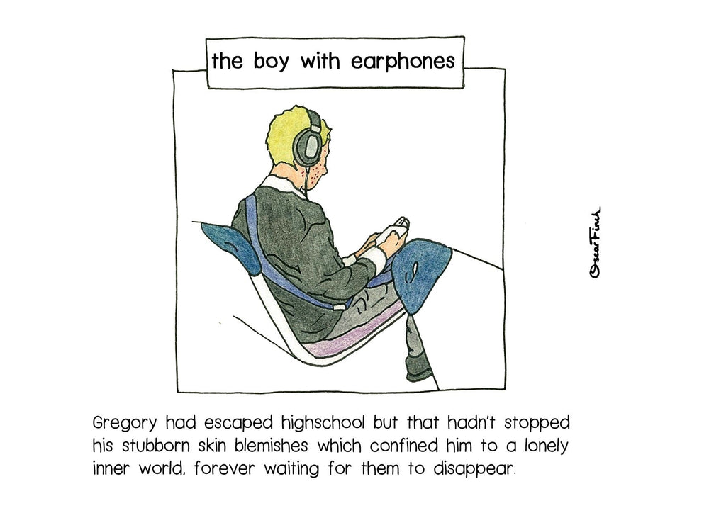 The Boy with Earphones artwork on its own, unframed