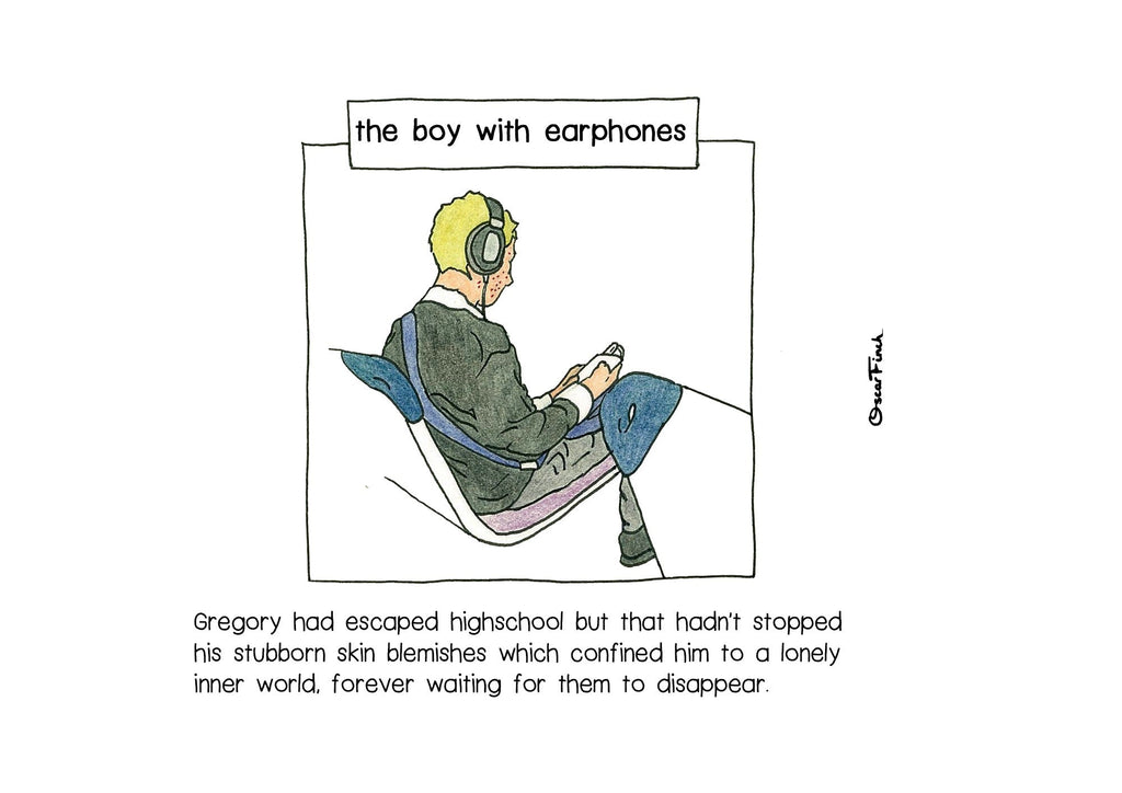 The Boy with Earphones artwork on its own, unframed
