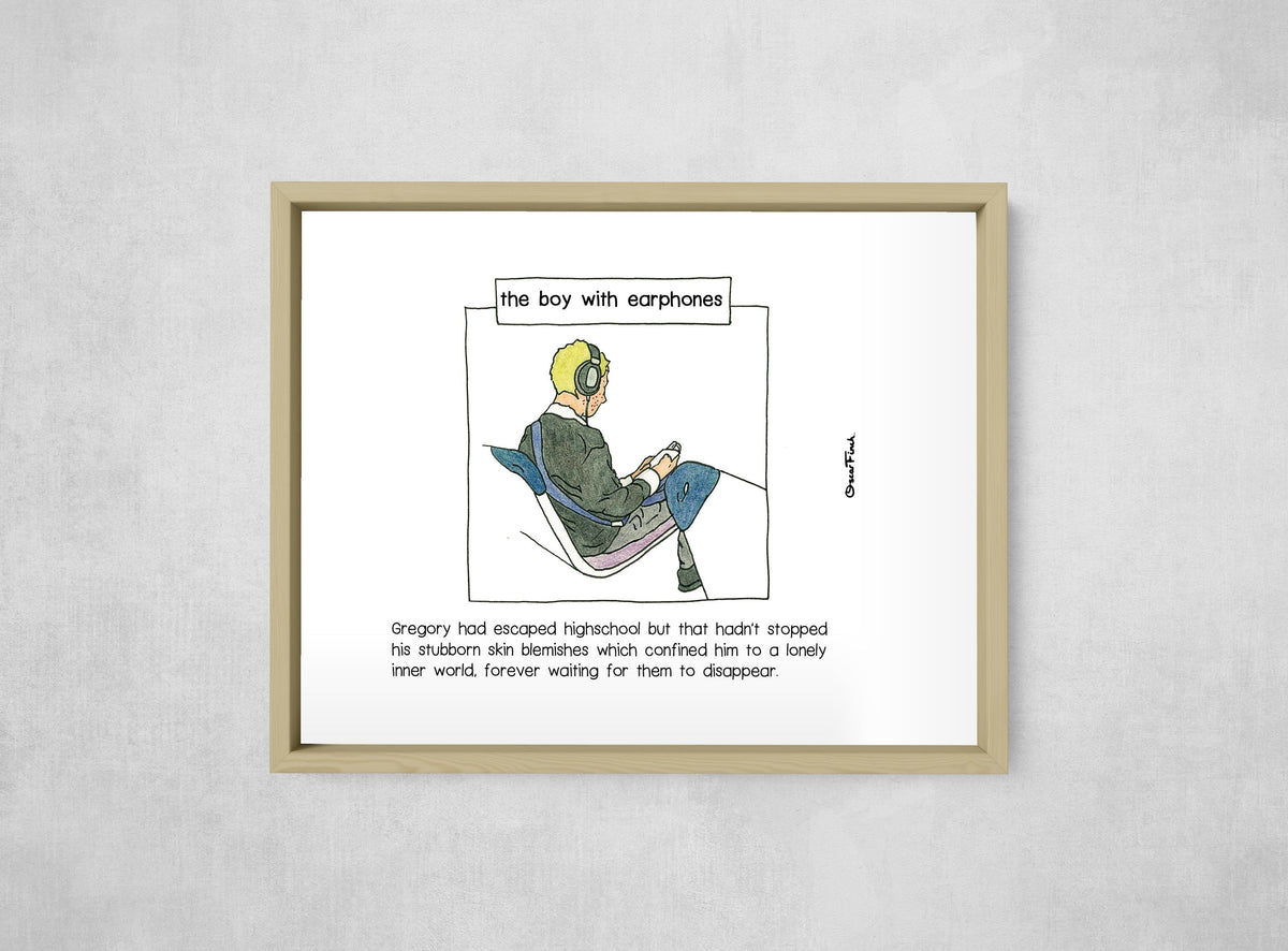 The Boy with Earphones, framed, front on