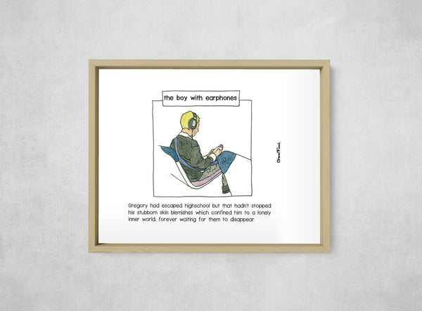 The Boy with Earphones, framed, front on