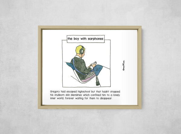 The Boy with Earphones, framed, front on