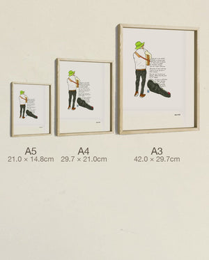 The Busker's Dollar, three sizes, true relative scale