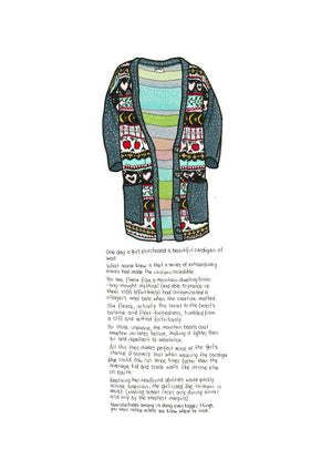 The Mountain Bison's Cardigan artwork on its own, unframed