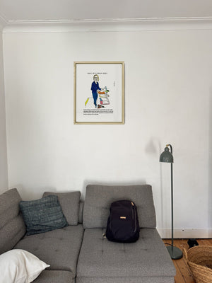 Charlotte and the Unheralded Invisibles in a real frame, on the wall