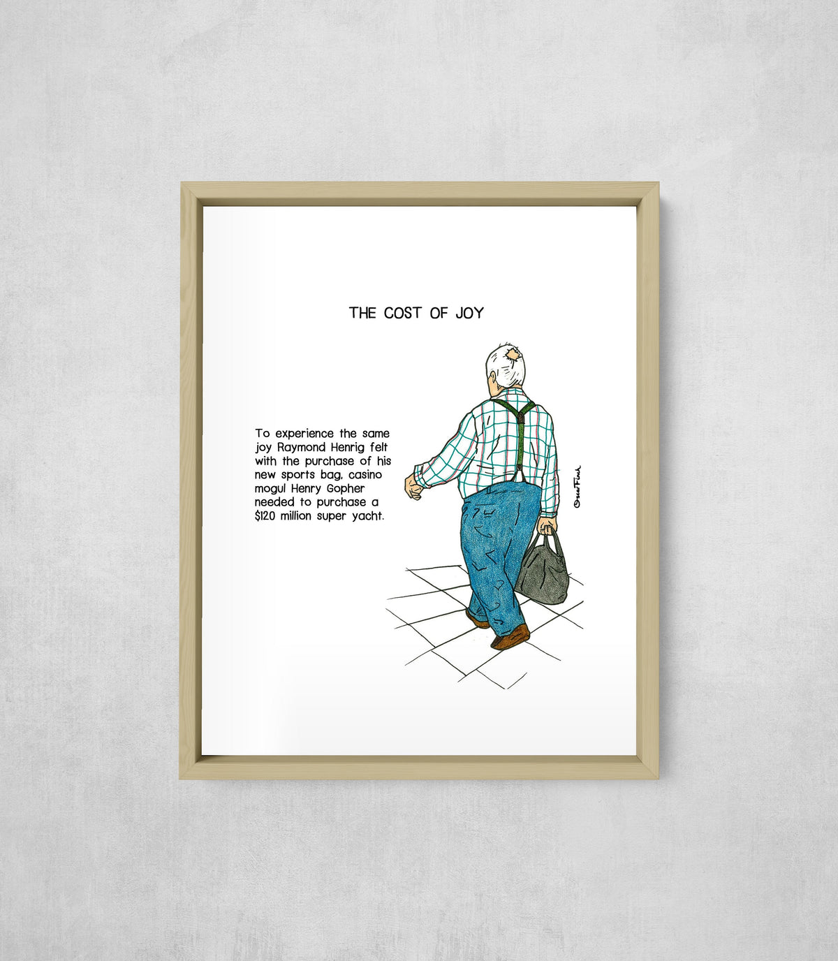The Cost of Joy, framed, front on