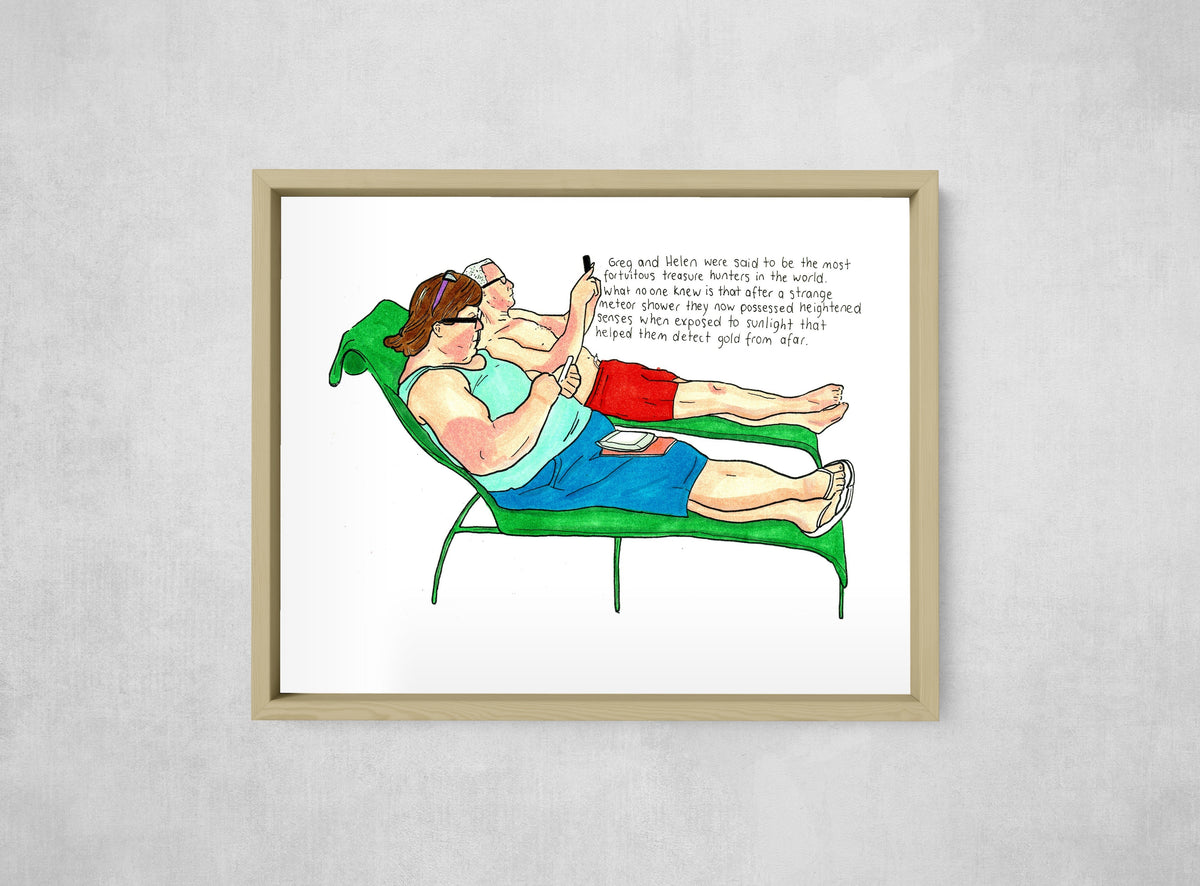 The Fortuitous Treasure Hunters, framed, front on