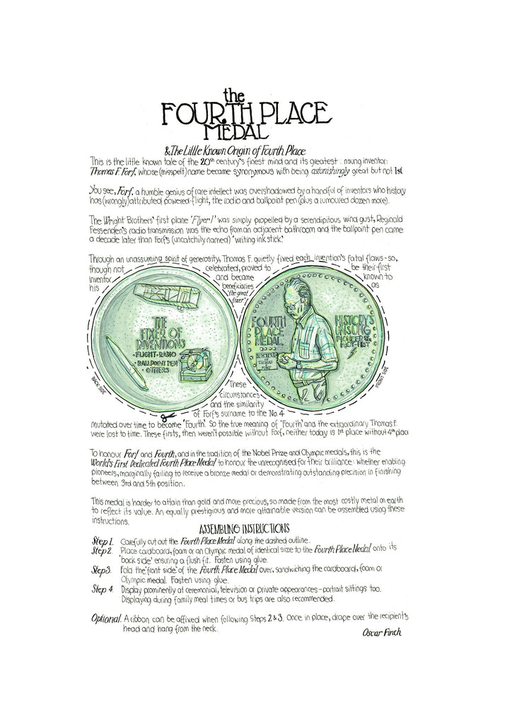 The Fourth Place Medal artwork on its own, unframed
