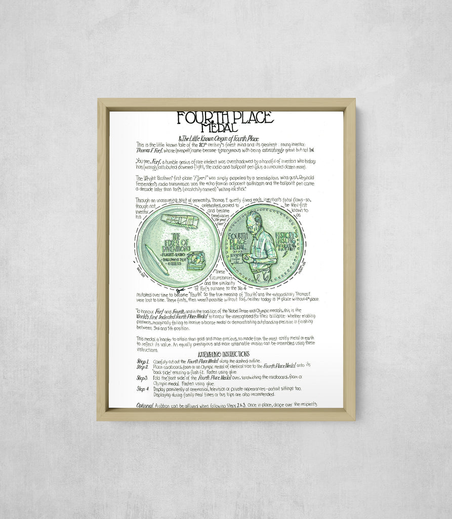 The Fourth Place Medal, framed, front on