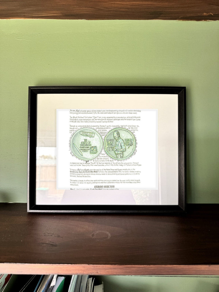 The Fourth Place Medal in a real frame, on the wall