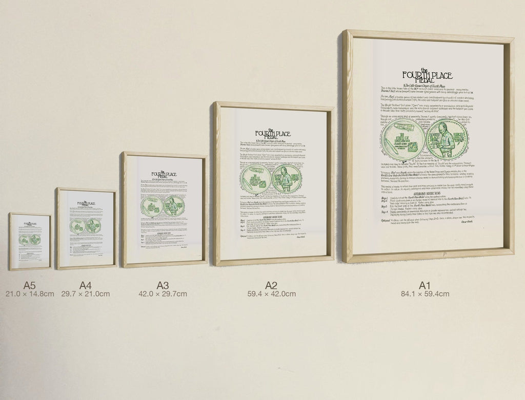 The Fourth Place Medal, all five sizes, true relative scale