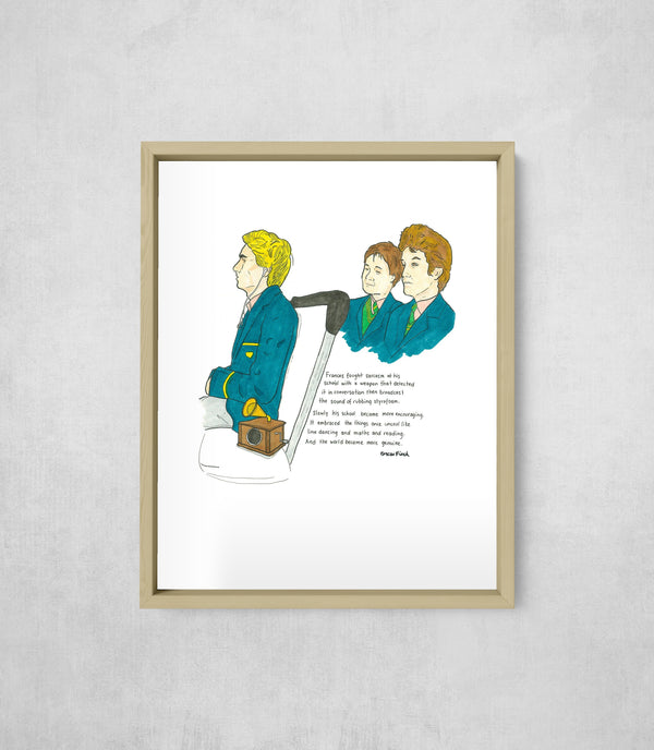 Frances and the Sarcasm Weapon, framed, front on