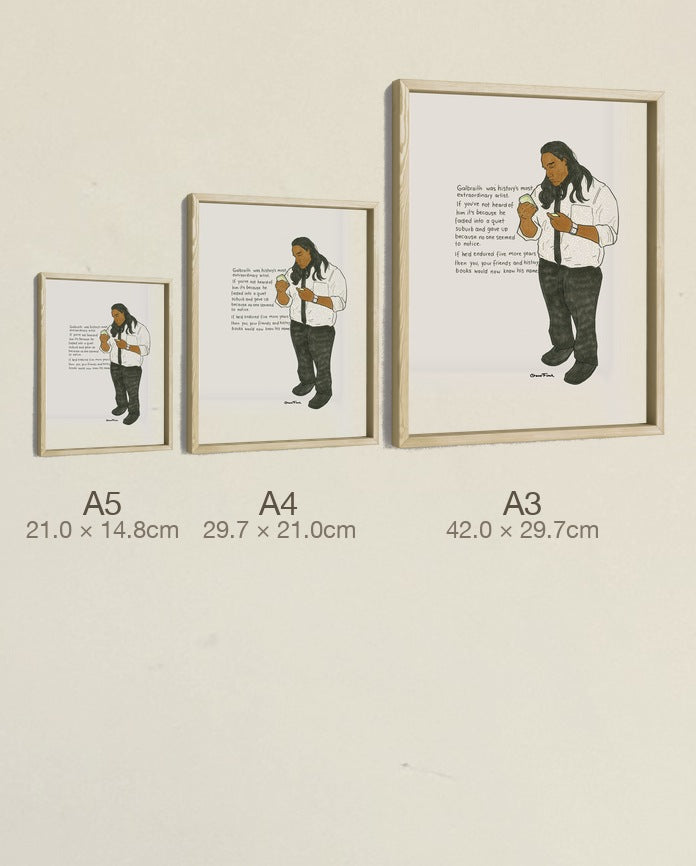 Galbraith Was History's Most Extraordinary Artist, all three sizes, true relative scale