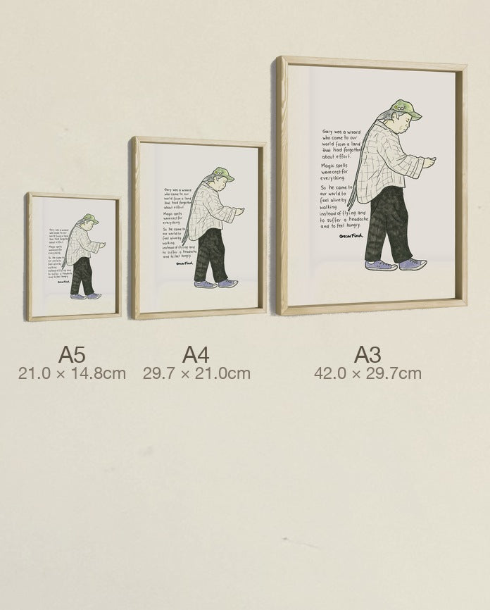 Gary and the Forgotten Effort, three sizes, true relative scale